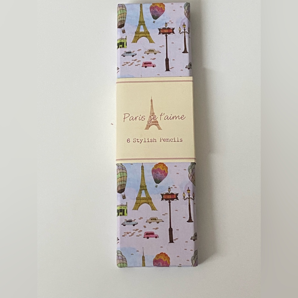 Colorful Paris-Themed pencils in matching box
